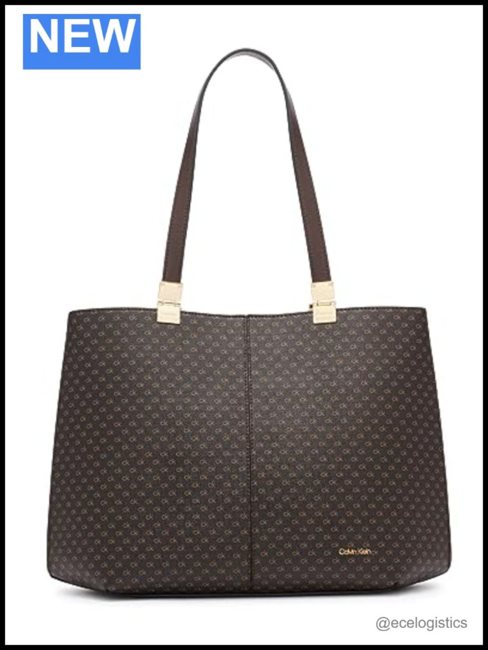 Vegan Leather Tote Bag with Magnetic Closure, 3 Pockets & Monogram
